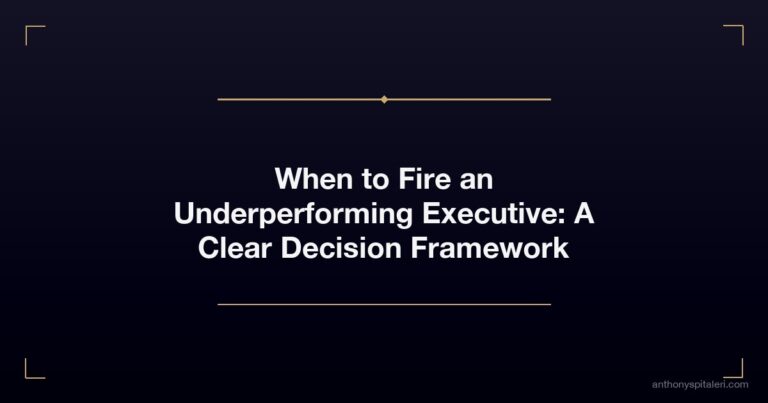 When to Fire an Underperforming Executive: A Clear Decision Framework